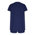 thumbnail image 5 of Guieoi Summer Two-Piece Outfit Solid-Color Short-Sleeve Top and Pants Casual Matching Set Blue S, 5 of 6