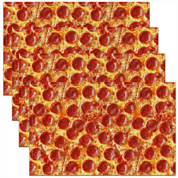 Erosebridal Food Print Placemats Set of 4,Luxury Pizza Table Mats for Dining Table Set of 4,Teenager Bedroom Decor