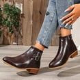 thumbnail image 6 of Roncen Women's Fashion Autumn Winter Casual Retro Ankle Boots - Versatile Mid Heel Chunky Heel Pointed Toe with Buckle Decor and Side Zipper, 6 of 7