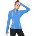 thumbnail image 6 of Women's Long Sleeve Workout Tops Zip Thumb Hole Athletic Running Sweatshirt Rash Guard Pullover, 6 of 7