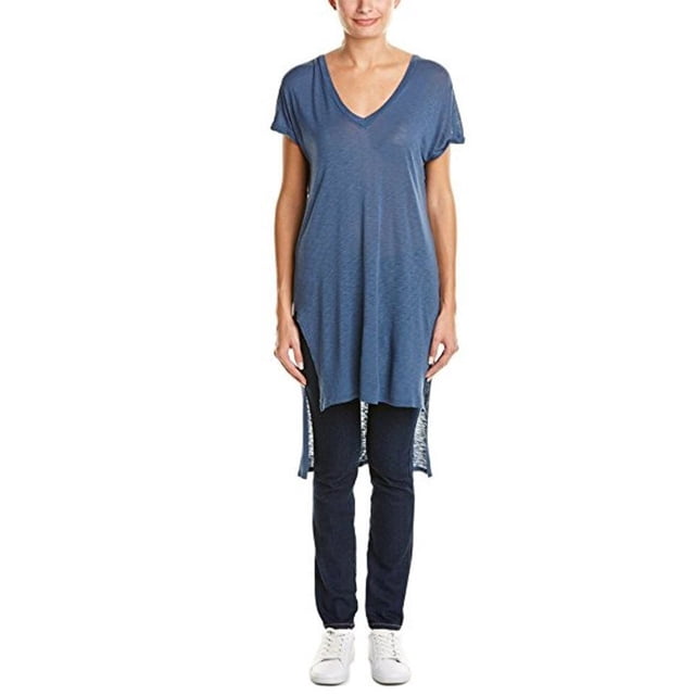 SPLENDID ST10698 Slub Jersey LONG STEP HEM TEE Top BLUE SHADOW ( S )