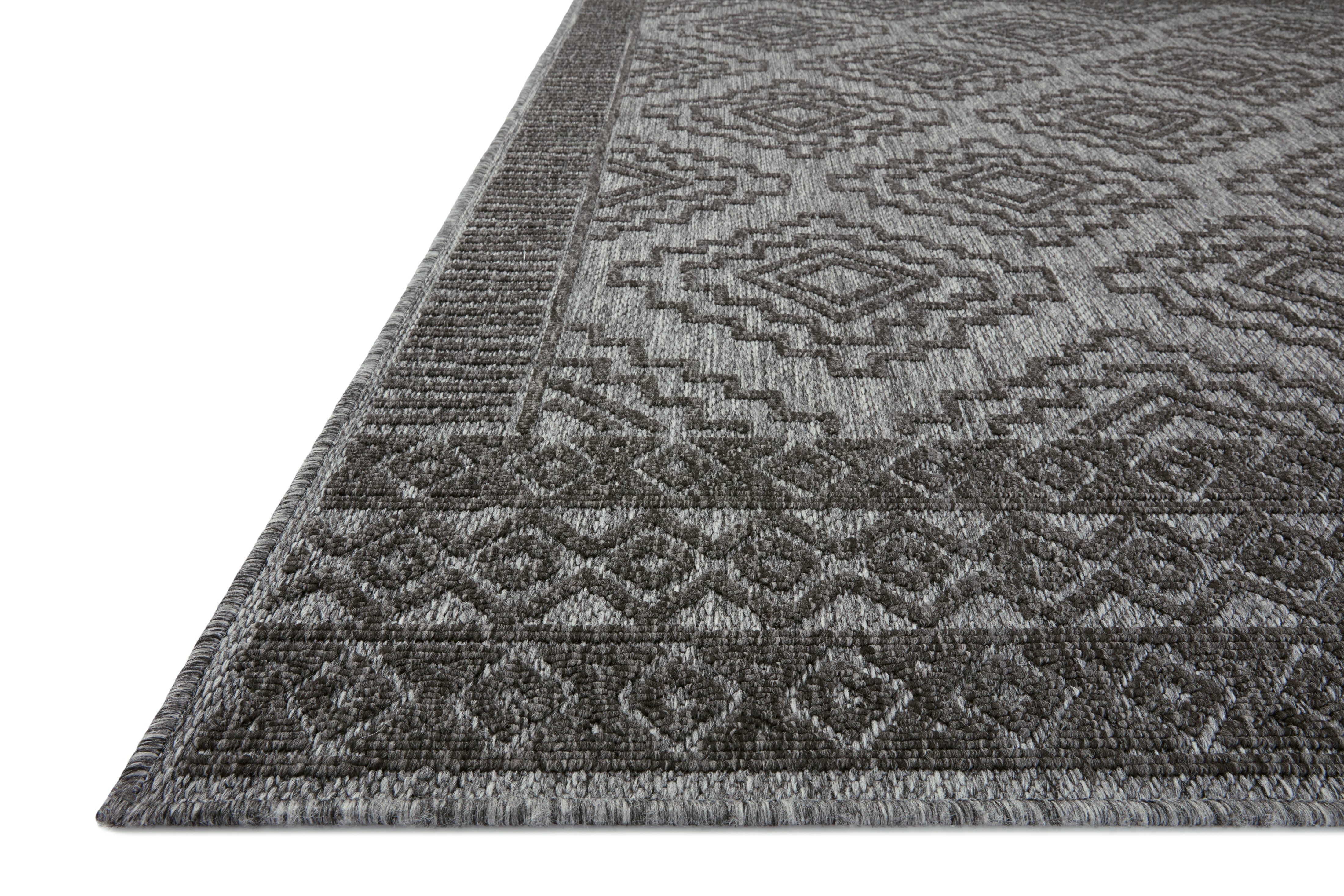 Indoor Outdoor Loloi Rainier Grey / Charcoal 7'-10" x 10'-10" Area Rug