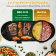 thumbnail image 3 of 2 in 1 Electric Hot Pot with BBQ Grill 2200W Smokeless Non Stick 5 Gears Temperature Control 3.7QT For 2-10 People, 3 of 14