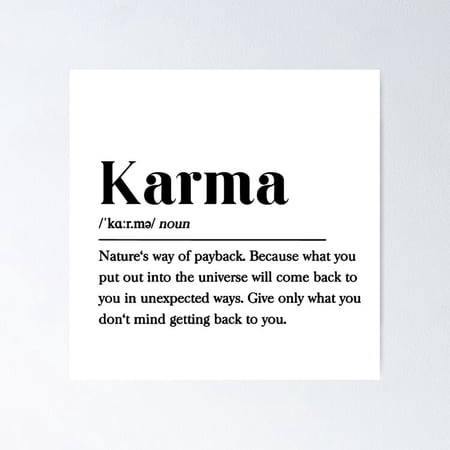 Karma Definition Poster- Unframed Poster | Wall Art | Perfect For Home Decor & Gifts, 12x18