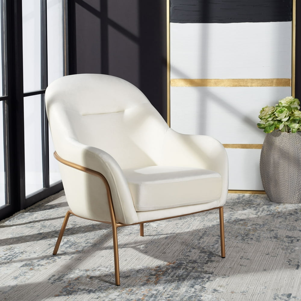 Safavieh Eleazer Modern Glam Velvet Accent Chair, Cream - Walmart.com
