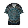 thumbnail image 2 of Lsque Mandala print Men's Cuban Collar Short Sleeve Shirt Summer Beachwear Casual Button Down Fashionable Vacation Leisure Shirt-Medium, 2 of 7