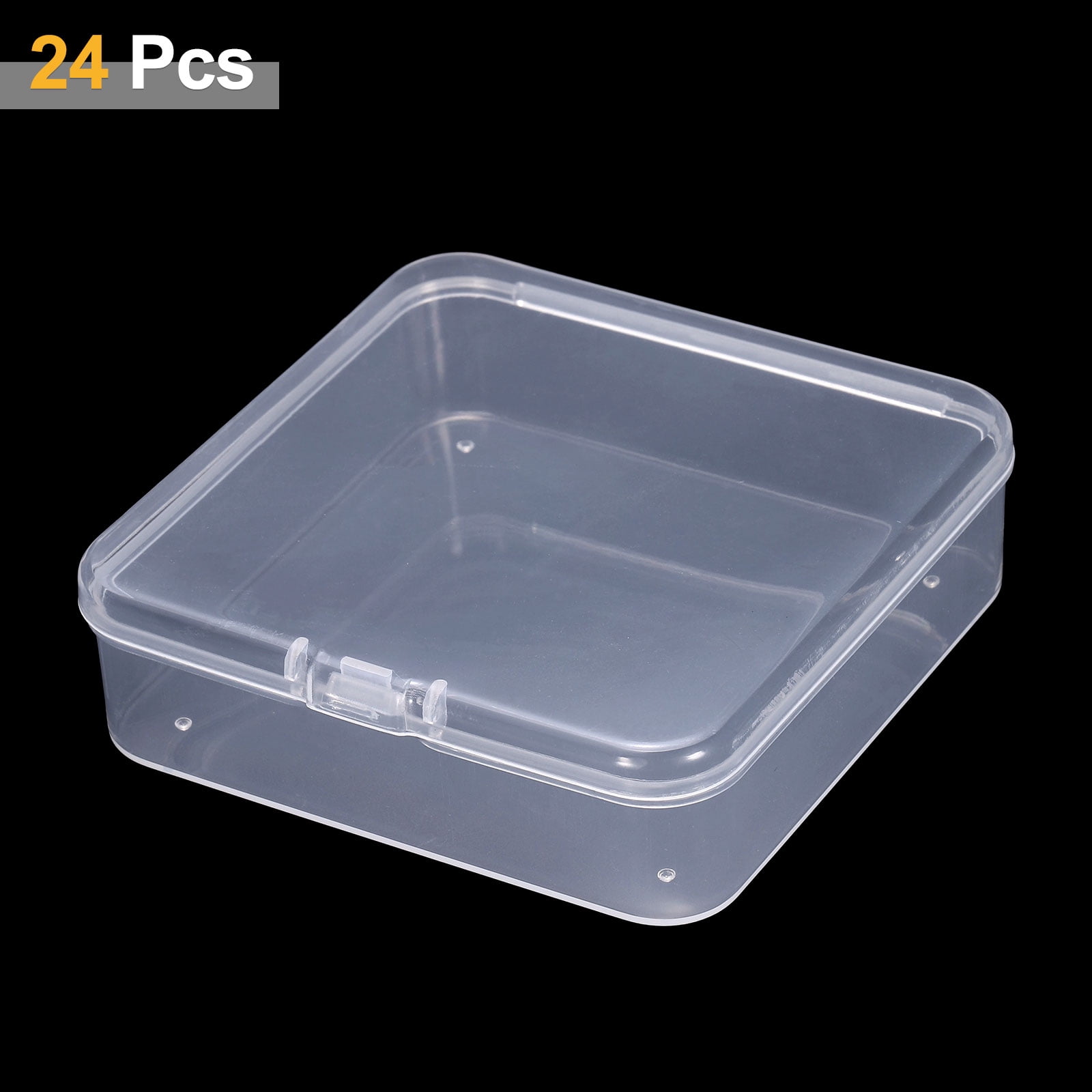 Uxcell 24pcs 3.35" x 3.35" x 0.98" Plastic Beads Storage Containers Box, Clear