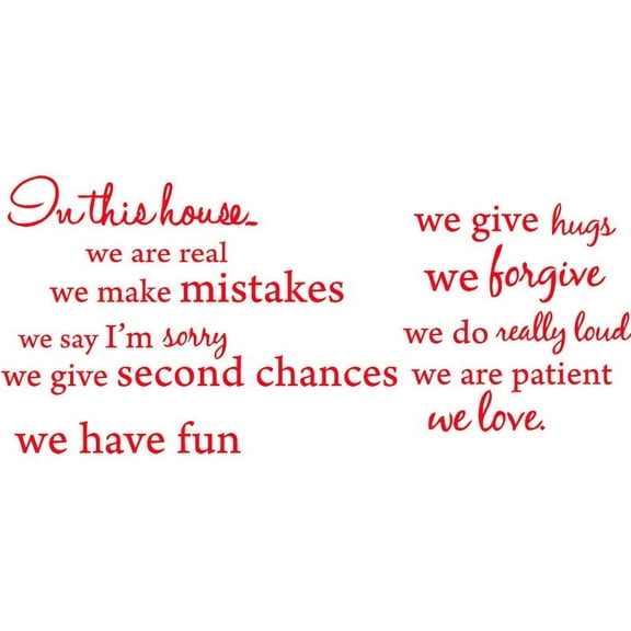 Red 27" x 30" In this house, We are Real... Vinyl Wall Art Home Decor Decal Sticker