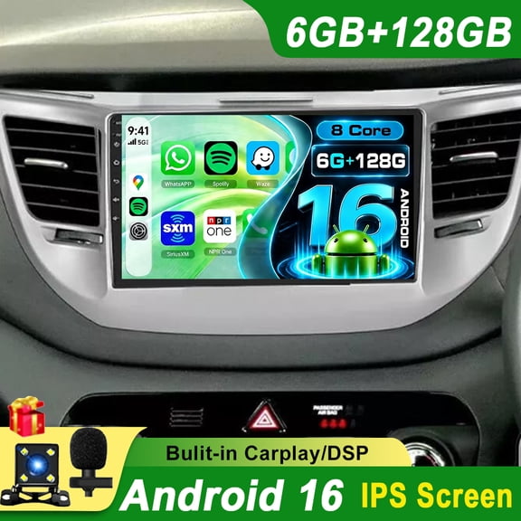 For Hyundai Tucson 2015-2018 Car Stereo Radio Android 16 6G RAM 128G ROM Carplay Android Auto Double Din