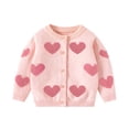 thumbnail image 2 of CUZIBR Cute Baby Girls Hearts Knit Cardigan Sweater Toddler Loose Long Sleeve Shirts Warm Tops For Fall Winter Design Holiday Dailywear For Child, 2 of 3