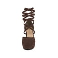 thumbnail image 6 of BLISSFUL STEP Women's Pumps Block Heels Platform Strappy Lace up Pumps Coffee 8, 6 of 8