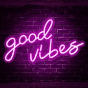 Qnbes Good Vibes Neon Sign, Led Neon Light Signs for Wall Decor Powered by USB 16.1"x 8.3"