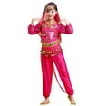 thumbnail image 1 of Rhuody Ensembles pour Filles Manches Courtes Col Rond Tenue de Danse Hauts pour Enfants Pantalons Danse du Ventre Ensembles de Performance d'Halloween Tenue Simple 3-4 Ans Rose Vif, 1 of 4
