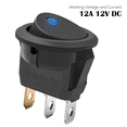 thumbnail image 3 of 60Pc 12V 20A Rocker Toggle LED Switch Blue Light SPST On-Off Control for Boats Cars Racing Cars Uses A 12 Volt Power, 3 of 7