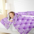thumbnail image 4 of Feelyou Fashion High Heel Full Size Comforter Sets for Kids, Dreamy Purple Bowknot Bedding Comforter Set, Modern Fashion Diamond Bedding Sets, Luxury Bedroom Decor, 3pcs, 4 of 8
