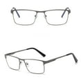 thumbnail image 3 of 2 Pairs of Men Rectangle Spring Hinges Reading Glasses 1.25 Metal Business Blue Light Blocking Readers +1.25 Strength (1 Pc Black and 1 Pc Gunmetal), 3 of 5