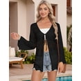 thumbnail image 3 of Swimsuit Cover Up for Women Tied Open Front Cardigans Beach Cover Up Long Sleeve Crochet Swim Cover Ups Shermie, 3 of 8