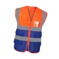 thumbnail image 4 of Chaleco reflectante de seguridad, chaleco de trabajo con múltiples bolsillos para correr, topógrafos e ingenieros. malla azul naranja, 4 of 9