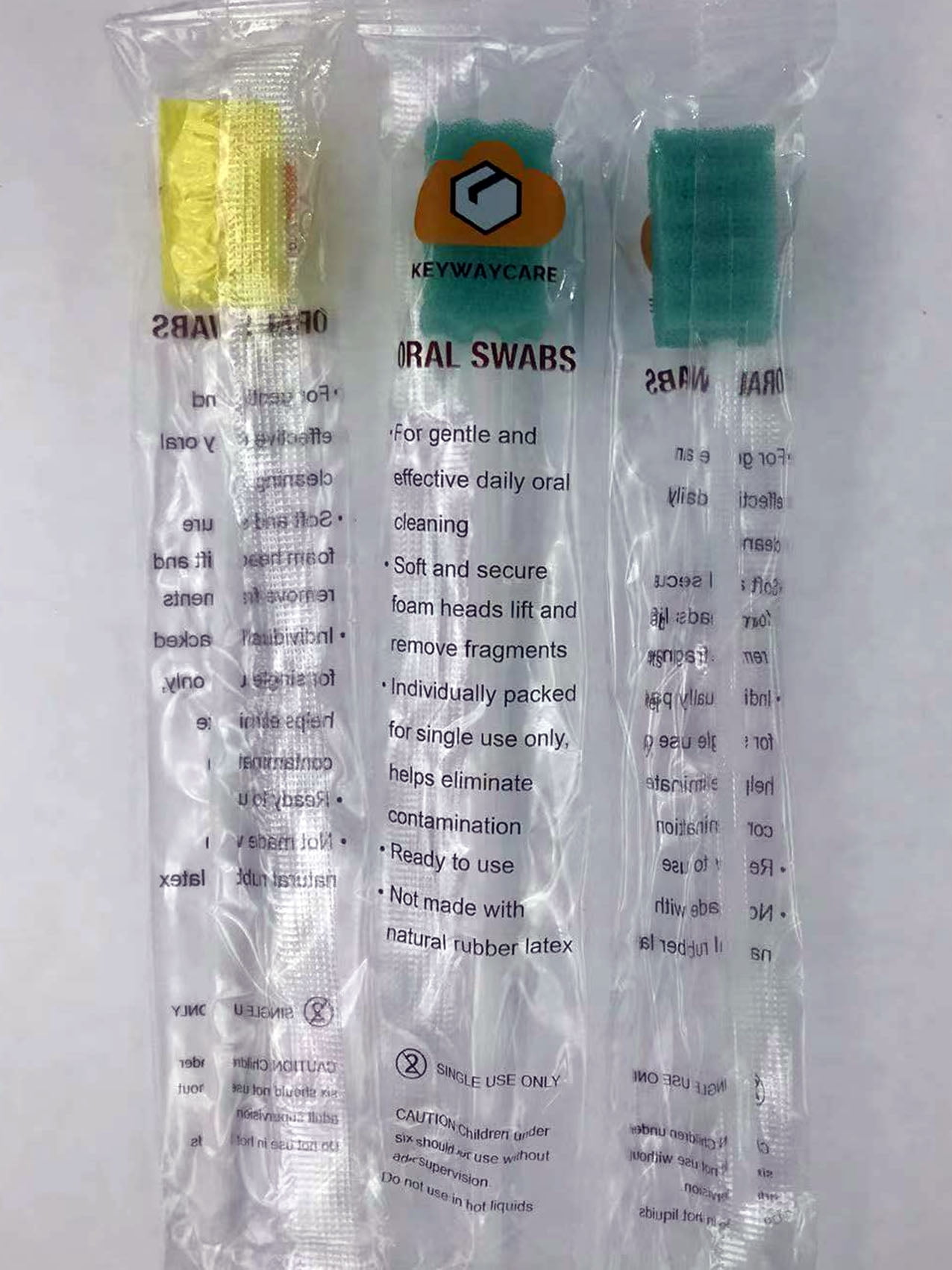 Oral Swabs Disposable 360 Pcs Each Individually Wrapped Packing Swabsticks Toothettes Mouth Swabs Sponge Dental Care Zigzag Wave Shaped Multi-color 6 Color Soft Foam Tip Oral Swabs