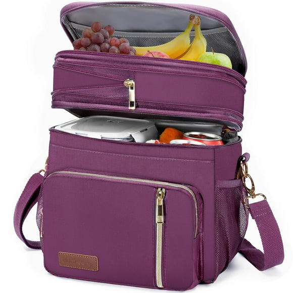 Bolsa de almuerzo MIYCOO de doble capa, 15 L, a prueba de fugas, color morado
