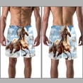 thumbnail image 3 of luoweisi Men's Beach Shorts Quick Dry Swim Trunks with Mesh Lining Horse M, 3 of 5