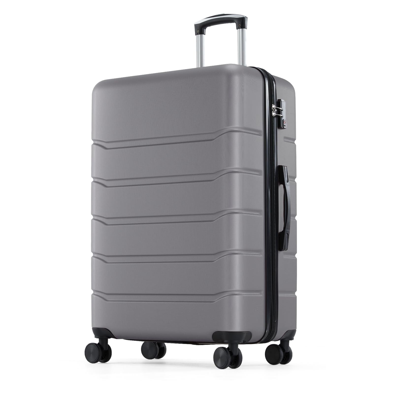 Kelno Medium Checked Luggage with Spinner Wheels ABS Hard Shell Suitcase Expandable Rolling Luggage with TSA Lock, Dark Gray