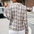 thumbnail image 6 of IROINNID Women's Blazer Jacket Long Sleeve Plaid Notch Lapel Outwear, Casual Autumn Winter Lapel Jacket Small Suit, 6 of 9