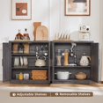 thumbnail image 3 of Leyaoyao Buffet Cabinet Sideboard with Arch Fluted Doors Set of 2, Mid Century Storage Cabinet Coffee Bar for Dining Room Living Room Kitchen Entryway, Dark Grey, 3 of 10