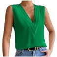 thumbnail image 2 of Pincandy Women's Solid Color Multi--neck Solid Color Top-neck V Neck Tank Tops Dressy Summer Sleeveless Shirts Casual Loose Tunic Tops Blouses T Shirts,Green,S, 2 of 4