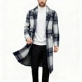 thumbnail image 5 of Business Casual Peacoats for Men with Pockets Long Length Woolen Jackets Mens Trendy Plaid Printed Long Sleeve Button-Down Collared Work Trench Coat, 5 of 5