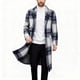 thumbnail image 5 of Kalauyu Men's Casual Notched Collar Plaid Single Breasted Wool Blend Formal Trench Top Coat, 5 of 5
