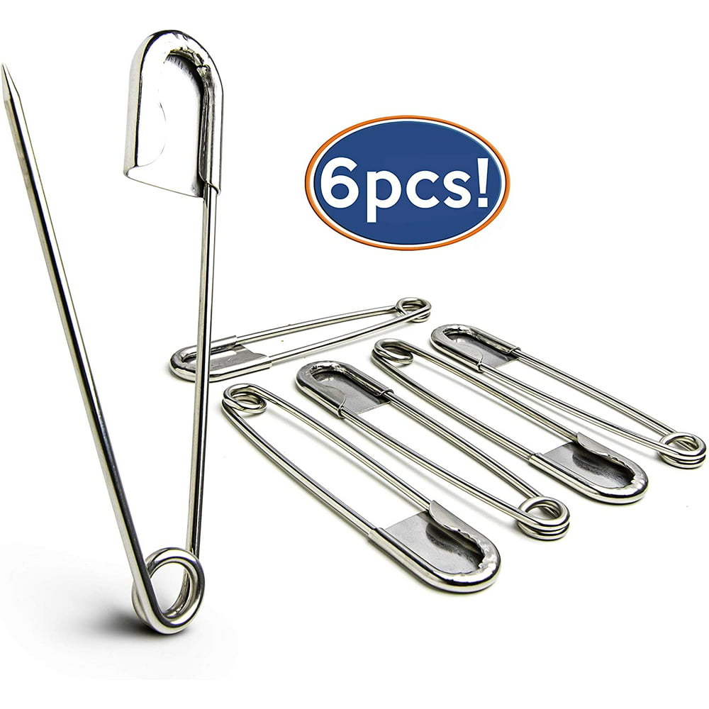 Bastex - Bastex 6 Pack of 5 Inch Safety Pins. Extra Large Heavy Duty Large Stainless Steel Safety Pins