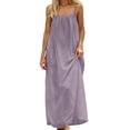 thumbnail image 3 of Womens Backless Cami Dress Backless Dresses for Women 2026 Summer Casual Solid Color Sleeveless Maxi Dress Sundresses (Light Purple,XL), 3 of 9