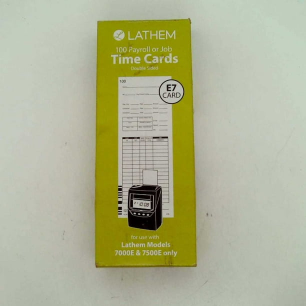 Lathem Time Cards, F/7000E, Numbered 1100, 2Sided, 3 3/8In. X 9In