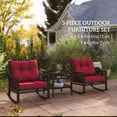 thumbnail image 4 of Outsunny 3 Pieces PE Rattan Rocking Chair Set, Outdoor Rocker Chair, Red, 4 of 10