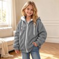 thumbnail image 3 of Mitankcoo Sherpa Hooded Jacket for Girls Warm Fleece Zip Up Long Sleeve Hoodie Fall Winter Coat Outerwear, 3 of 6