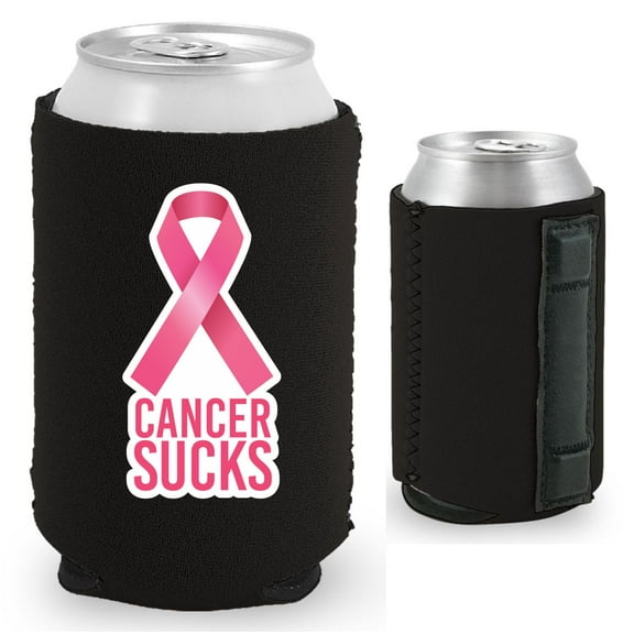 Cancer Sucks Magnetic Can Coolie (Black)