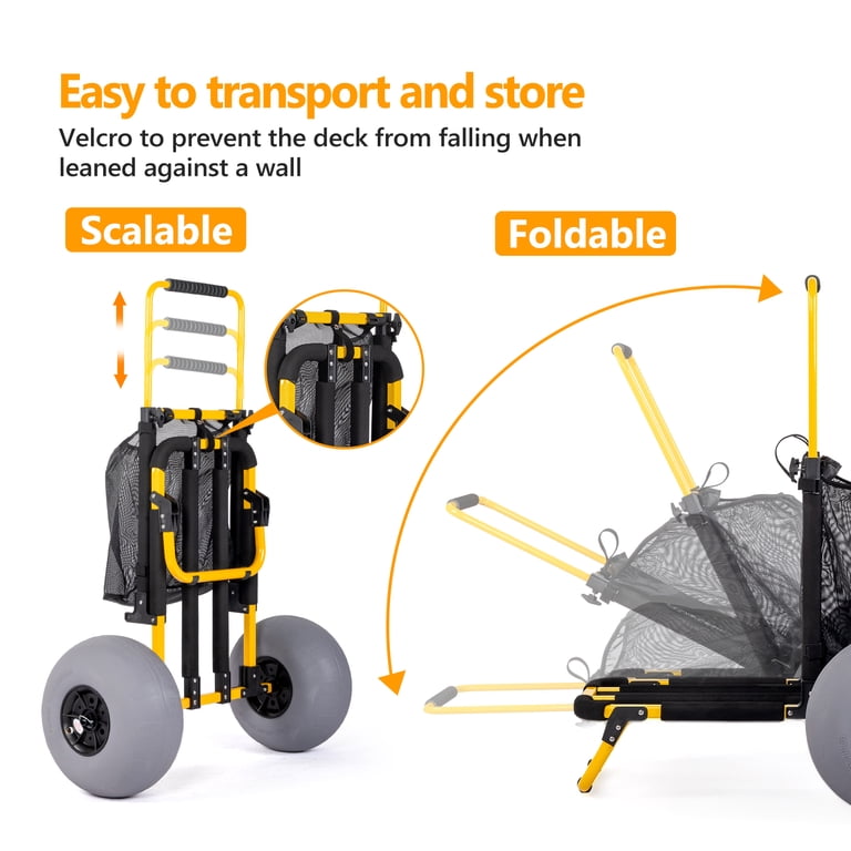 collapsible beach fishing cart GDLF Foldable with Big Wheels and 5 Rod Holders foldable structure means you can store it almost anywhere Fishing Cart Beach Cart Collapsible