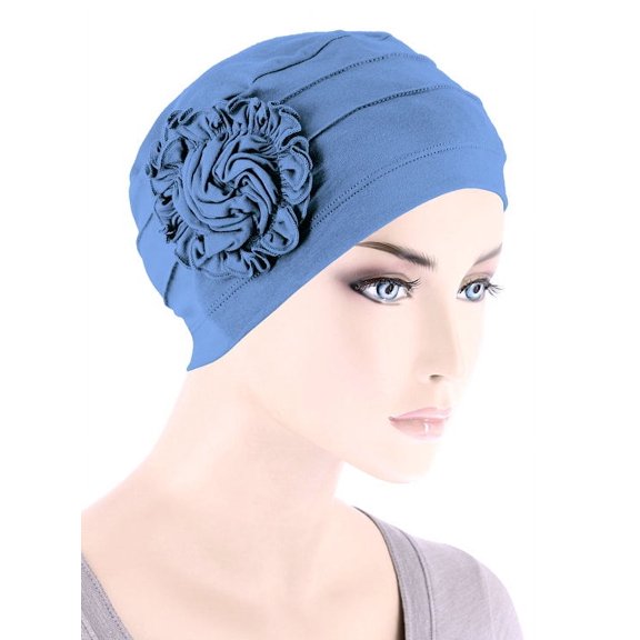 Bamboo Pleated Sunflower Cap Periwinkle Blue