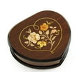 thumbnail image 1 of Elegant Wood Tone Heart Shaped Music Jewelry Box with Floral in Heart Frame Inlay Design - Perfect Year - SWISS, 1 of 2