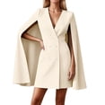 thumbnail image 1 of Robes d'Invité de Mariage pour Femmes, Robe Double Cape Décontractée Élégante Tunique de Travail Style Peplum Manches Longues Tenue Formelle d'Affaires avec Col Châle et Poches Latérales pour le Trajet Quotidien, 1 of 4