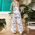 thumbnail image 4 of Womens Pants Jumpsuits Flower Printing Button Pocket Jeans Jumpsuit,Pants for Women Plus Size Blue XL, 4 of 6