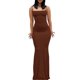 thumbnail image 1 of Vestido de color puro, vestido largo con tirantes finos y tirantes finos para mujer diseñado para el futuro, 1 of 7