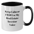 thumbnail image 2 of Real Estate Investor Gifts from Friends, Funny Two Tone Coffee Mug for Graduation, Keep Calm Or I Will Use My Real Estate Investor Voice, Best Gifts for Men or Women, 2 of 4