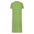 thumbnail image 4 of Women Zip Front Nightgown Short Sleeve Plaid Sleep Dress Soft Cotton Loungewear Long Housecoat with Pockets, 4 of 6