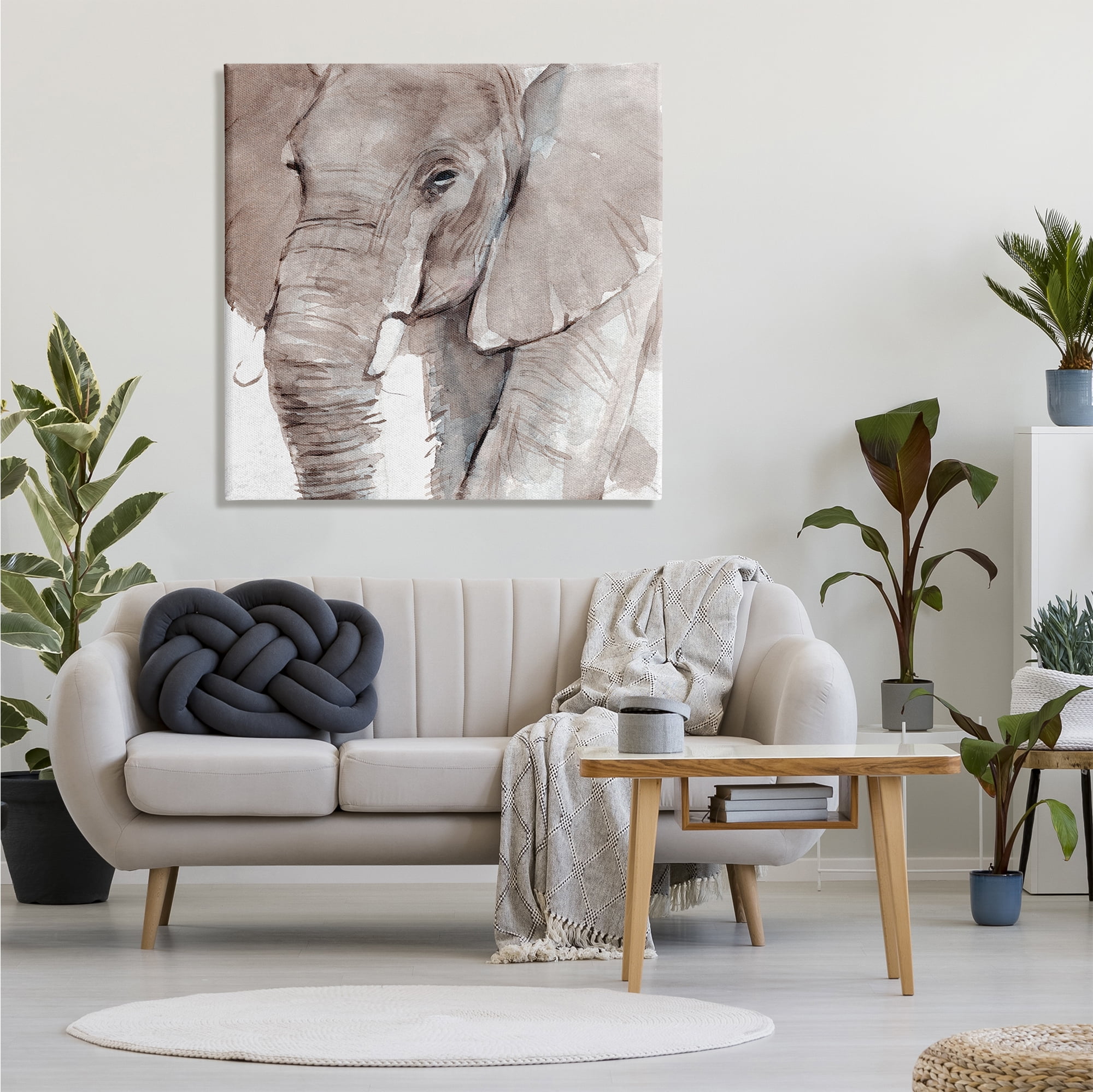 Stupell Industries Elephant Trunk Animal Portrait Grey Wrinkles Small Husks, 36 x 36, Design by Annie Warren&nbsp;