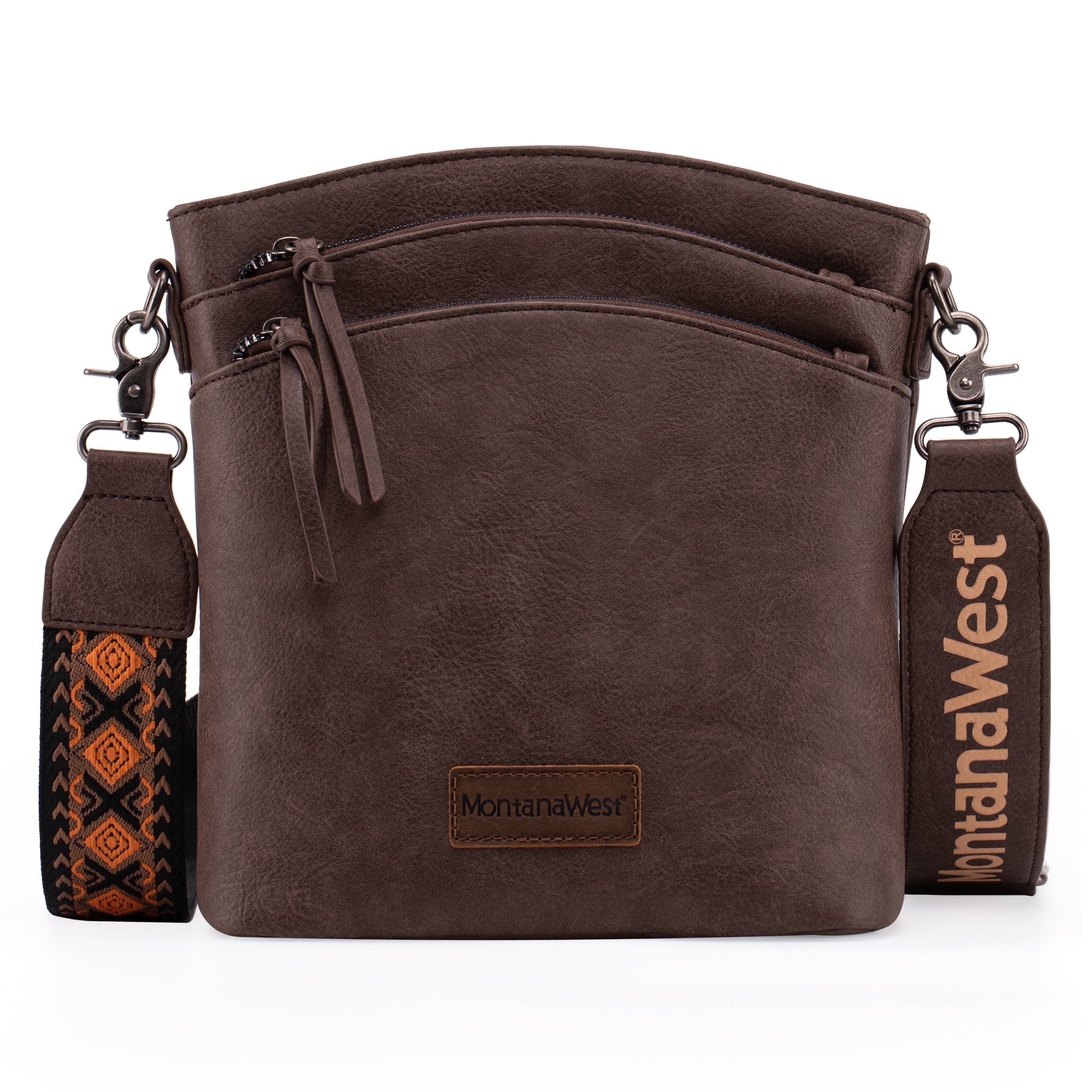 Montana West Crossbody Purses and Handbags for Women Double Compartments Cross Body Bag with Adjustable Strap, Coffee