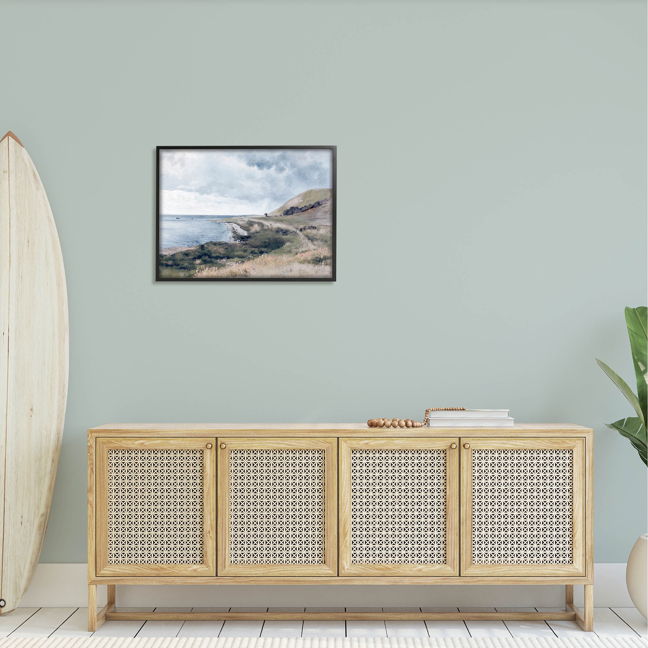 Seaside Cliffs Ocean Scenery Landscape Graphic Art Black Framed Art Print Wall Art