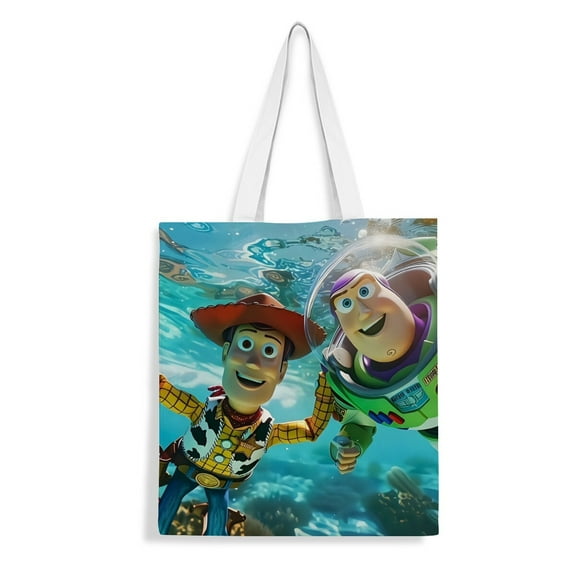Buzz Lightyear & Toy Story canvas Tote Bag handbag: A chic tote for women, great for shopping and groceries, with an inner zipper and reusable material, measuring 13.8 x 15.8 inches (35x40cm).