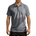 thumbnail image 5 of Mens Polo Shirts Regular Solid Color Short Sleeve Button Down Collared Tops Loose Outdoor Summer Casual Dress Shirts for Men Grey L, 5 of 9